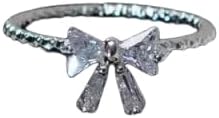 1PCS Fashion Romantic Lovely White Bowknot Rings for Female Jewelry Ring with Shiny Bow Tie Rings,Adjustable Opening