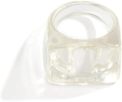 Colored Acrylic Ring Temperament Geometric Square Ring Personality Ring(Transparent)