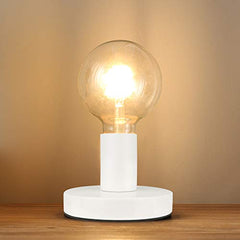 Helunsi Industrial Table Lamp Base, E26 E27 Lamp Base Without Shade, Mini Short Desk Lamp Exposed Bulb Base, Simple Metal Edison Light Bulb Stand, with 5.8ft Cord Switch Plug Bulb Base Holder (Black)