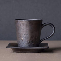 123Arts Ceramic Retro Rust Style Coffee Mug Teacup Set with Saucer,120ml