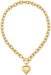 Chunky Heart Pendant Necklace for Women Gold Silver Statement Chain Jewelry Adjustable Romantic Gift