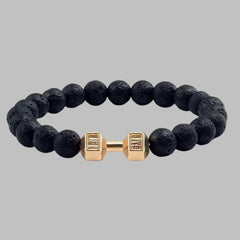1PC Volcanic Stone Bracelet Men Charm Dumbbell Strand Gym Bracelets Women Barbell Fitness Jewelry Accessory