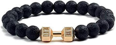 1PC Volcanic Stone Bracelet Men Charm Dumbbell Strand Gym Bracelets Women Barbell Fitness Jewelry Accessory