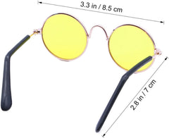 3pcs Pet Sunglasses for Dogs and Cats Funny Creative Prop Glasses Golden Frames Yellow Black Patterns Lightweight Uv for Pet Parties