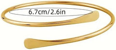 1PC Gold Open Bangle Bracelet, Adjustable Minimalist Cuff Bracelets for Women, Shiny Metallic Bangle for Casual Party Fashion Wear (Gold)