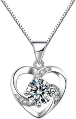 Necklace for Women Gem Heart Pendant Necklace Womens Love Colorful Design Pendant Necklace Jewelry Gifts for Women (Big red pendant.)