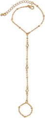 Chic Gold Hand Chain Bracelet with Ring for Women Beach and Summer Accessory
