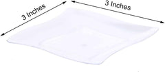 Efavormart 24 Pack - 3" Clear Mini Plastic Appetizer Plates, Wavy Rim Square Disposable Dessert Plates for Weddings, Birthdays, Parties, Gathering, Graduation Ceremonies, Special Events