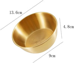 lasenersm 2 Pieces Wine Bowl Stainless Steel Rice Wine Bowl Round Rice Wine Cup Sauce Dish Condiment Dipping Bowl Seasoning Bowl Drink Bowl Sauce Bowl Snack Bowl Food Container(Golden, 13.6cm)