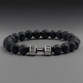 Black Frosted Stone Metal Dumbbell Bracelet for Men Women Couple Bracelets Punk Style Hand Jewelry