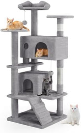54in Cat Tree, Cat Tower Multi-Level Durable Cat Scratching Post & Cozy Fun Cat Jumping Platform Space Saving Cat Condo Indoor Cats for pet playroom/Apartment (Gray)