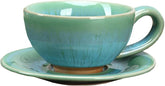 123Arts Ceramic Retro Coffee Mug Gradient Teacup Set with Saucer,5oz