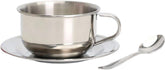 Coffee Cups Set, Stainless Steel Espresso Cup with Saucer and Spoon, Tea Cup and Saucer Set, Coffee Mugs Drinkware for Latte, Cappuccino, Milk, Tea
