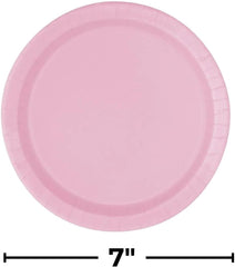 Lovely Pink Solid Round Dessert Plates - Vibrant 7" (Pack of 20) - Sturdy & Stylish - Perfect for Birthdays, Showers & Celebrations