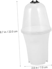 POPETPOP Stuffy Planting Container Set 2 Pack Plastic Round Flower Pots with Lid Outdoor Planter Boxes