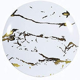 Balsa Circle 10 pcs 8-Inch White Gold Marble Round Plastic Salad Plates Disposable Wedding Reception Party Events Tableware Supplies