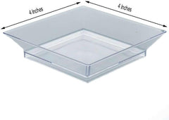 Efavormart 10 Pack - Clear Disposable Plates, 4" Square Dessert Plates for Wedding, Birthday, Reception, Buffet, Upscale Occasions, Catering Events, Restaurants, Bars, Clubs