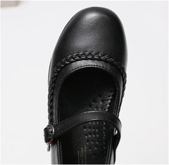 Girls Mary Jane Flats Lightweight School Uniform Shoes Black Dress Shoes