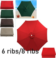 Garden Umbrella Replacement Canopy 6 Ribs 8 Ribs Patio 6.6ft/7.5ft/9ft/10ft Replacement Umbrella Covers, Patio Umbrella Canopy Parasol Top Cover Polyester Cloth(Dark Green,2m/6.5ft(8ribs))