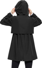 baleaf Women's Long Rain Coat Packable Waterproof Windbreaker Lightweight Cycling Jacket with Hood