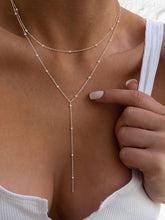 1pc Stainless Steel Necklace Long Pendant Necklace Jewelry Y-Shaped Chain With Round Ball Pendant Double Chain Necklace
