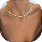 Fashionable and Minimalist Layered Women's Necklace, Exquisite Gold Cuban Chain Layered Necklace