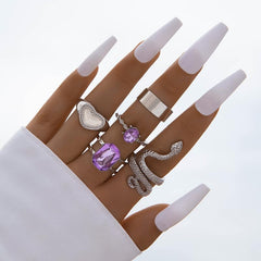 Butterfly-Dragonfly Star & Serpentine Ring Set, Stylish Women's Gift, Multi-Style Stackable Jewelry