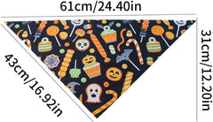 3 Pack Halloween Dog Bandanas, Pumpkin Ghost Pet Triangle Scarf for Cats and Dogs, 24.4'' Durable Fabric Costume for Boy and Girl Pets (Colorful)