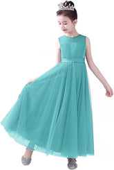 dideyttawl Flower Girl Dresses,Girls Princess Dress,Junior Bridesmaid Dress for Wedding,Kids Formal Tulle Full Length Dress