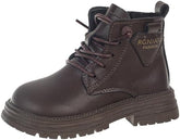 IWIHMIV Girl Winter Boots Toddler Riding Boots Girls Winter Shoes Boys Boots Leather Lace-Up Boots Non Slip Ankle Snow Boots