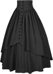Women Victorian Skirt Medieval Renaissance Peasant Skirt Floor High Waisted Fluttering Long Skirt