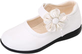 Girls Dress Flat𝐬 Toddler Girls School Uniform Shoes Mary Jane Flower Ballet Faux Leather Flat𝐬 for Wedding Part𝐲