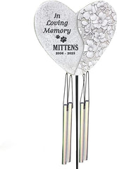 GiftsForYouNow Engraved in Loving Memory Personalized Pet Memorial Wind Chime with Stake, Pet Memorial Stone with Chimes, Dog Grave Marker