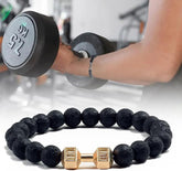 1PC Volcanic Stone Bracelet Men Charm Dumbbell Strand Gym Bracelets Women Barbell Fitness Jewelry Accessory