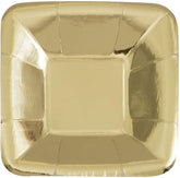 Gold Foil Square Appetizer Plates, 5" (8-Pack) - Stunning Foil Board Design, Perfect for Parties and Events