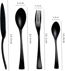 Black Forks and Spoons Stainless Steel Dinner Forks for Tableware Western Cutlery Office School