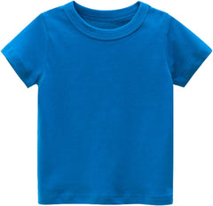 Baby Kids Summer Cotton Tee Tops Casual Solid Color Basic T-Shirt Little Boys Girls Short Sleeve Crewneck Comfort Shirt