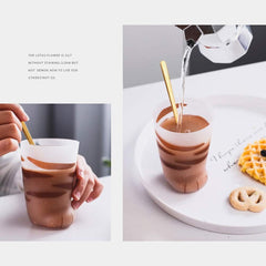 1 Pcs Cute Cat Paws Glass Tiger Paws Mug Office Coffee Mug Breakfast Milk Glass Cup Gift (a)