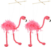 LOGOFUN 2pcs Plush Flamingo String Puppet Stuffed Flamingo String Puppet Fluffy Animal String Puppet Prop for Performance Supplies