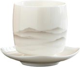 Ink landscape sheep fat jade ceramic master cup, Chinese household kung fu tea set - tea tasting cup