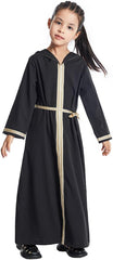 Girls Abaya Dress Long Sleeve Hooded Muslim Maxi Dress Dubai Islamic Ramadan Middle East Kaftan Casual Thobe