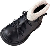 Kids Girls Winter Fleece Ankle Boots Fashion Cute Bowknot PU Leather She𝗿pa Soft Warm Faux 𝗙𝐮𝗿 Cold Day Shoes