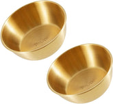lasenersm 2 Pieces Wine Bowl Stainless Steel Rice Wine Bowl Round Rice Wine Cup Sauce Dish Condiment Dipping Bowl Seasoning Bowl Drink Bowl Sauce Bowl Snack Bowl Food Container(Golden, 13.6cm)