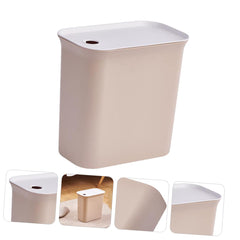 Floor Standing Trash Can with Lid Kitchen Garbage Bin Waterproof Household Wastebasket for Bathroom Living Room Office Slim Design Easy to Clean Space Saving