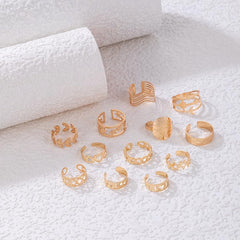 Hollow Leaf Geometric Bands, Brass Accessories, Stacking Seasonal Sets