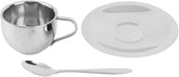 Stainless Steel Coffee Cup with Spoons & Saucer, Anti Scald Double Wall Insulation Coffee Mugs with Handle for Most Daily Drinks Tea,Milk, Water, Etc. (5.3x2.4in)