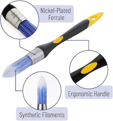 2pcs Round Head Paint Brush Set, 15 mm Household Bristle Paintbrushes, Dual-Color Tapered Bristles for Wall Painting Professional Household Supplies, Bule&White