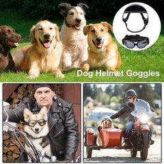 Dog Helmet and Goggles for Small Breed Dog,2pcs Dog Sunglasses and Dog Helmet Set for Small Medium Dog Outdoor Driving Walking,Black (M Helmet+Silver Goggles)
