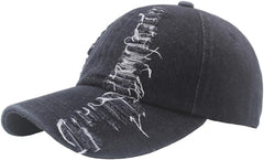 HAOZAIKEJI Vintage Distressed Jean Hat Ripped Denim Baseball Cap Washed Trucker Hat Adjustable for Women Men