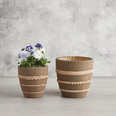 47th & Main Cement Home Decor Pot Planter for Succulents and Flowers, Large, Braided